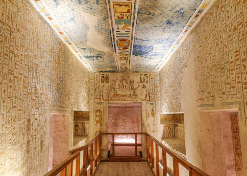 Luxor, Egypt - 28 Jan 2026: Interior of the tomb of Ramses IV (Rameses IV) in the Valley of the Kings, Luxor