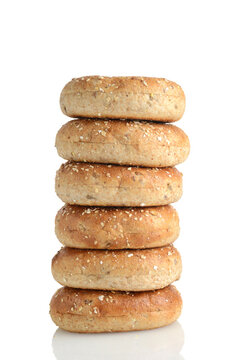 stack of 12 grain whole wheat bagels