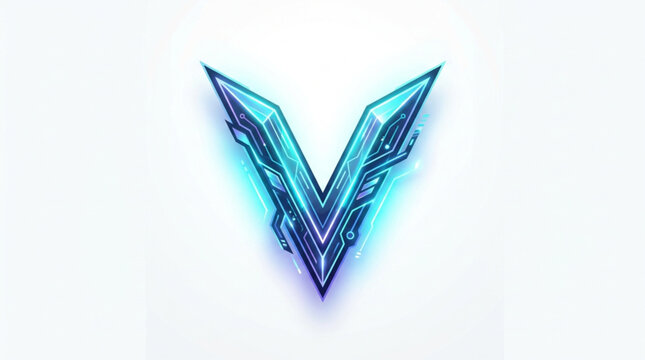 Abstract Futuristic Letter V Logo Design.