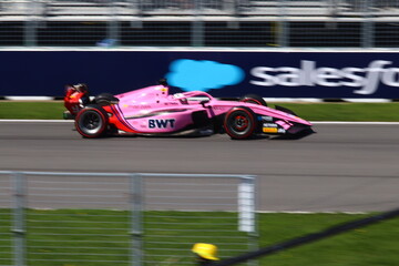 Obraz premium May 22, 2026, Montreal, Canada, F1 Academy car races through Circuit Gilles Villeneuve during Grand Prix weekend. g.