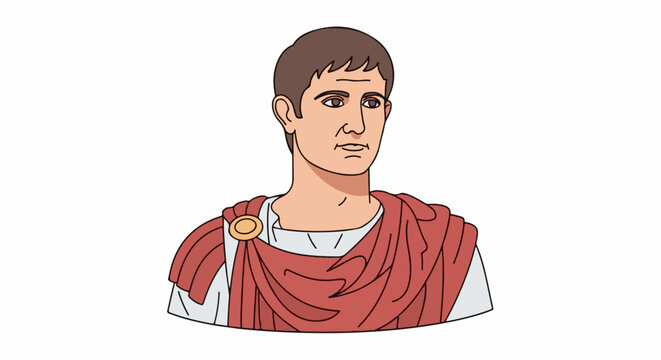Bust of a Roman man in a toga, depicted with brown hair and fair skin