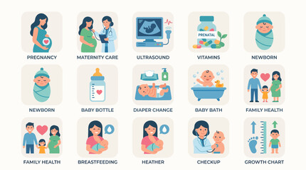 Fototapeta premium Collection of Diverse Medical and Healthcare Icons for Digital Use.
