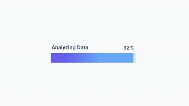 Animated analyzing data progress bar with percentage indicator and smooth loading motion. Looping motion graphic ideal for analytics, data processing, business intelligence, and user interface concept