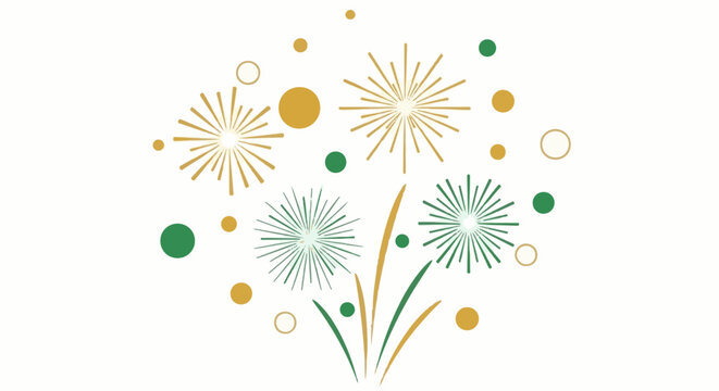 Festive abstract pattern of exploding fireworks and circles