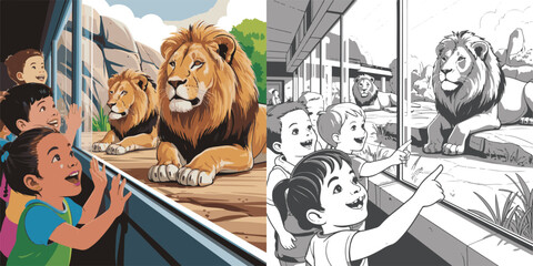 animals in the park, animals in the city, coloring, coloring book, drawing, children, fairy tale, sketch, clip art. 