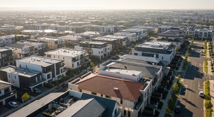 Obraz premium Modern Residential Real Estate Development: Aerial Photo of Urban Housing Neighborhood