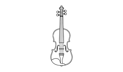 Fototapeta premium Black and white violin outline vector illustration isolated on white background
