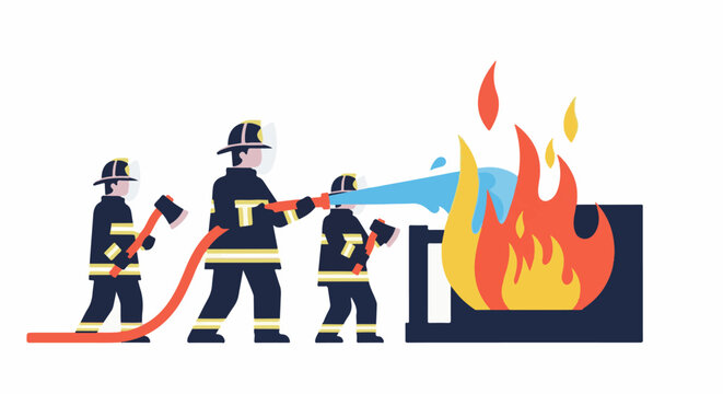 Firefighters bravely combat a blazing inferno with water