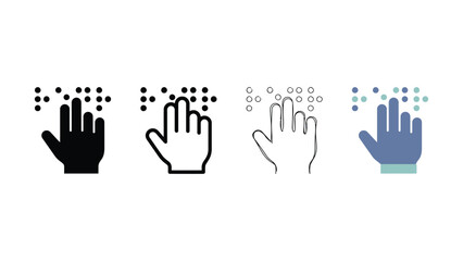 Fototapeta premium Braille Reading Icon with Hand Touching Raised Dots for Blind and Visually Impaired Accessibility hands of people