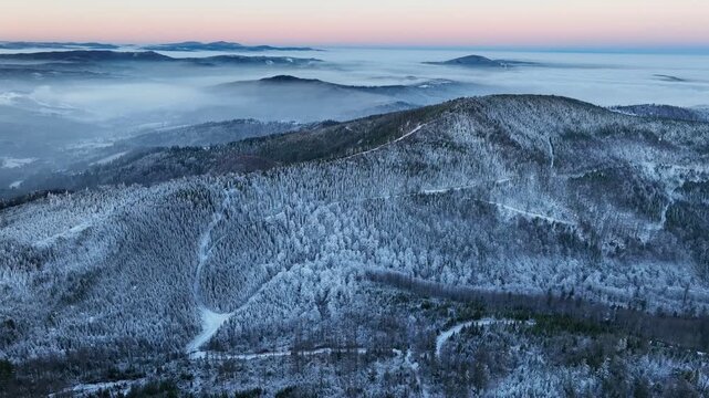 Winter Valley Dawn Aerial Orbit