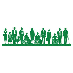 Fototapeta premium Diverse group of people including professionals and individuals with disabilities isolated on transparent background representing inclusivity and workplace diversity