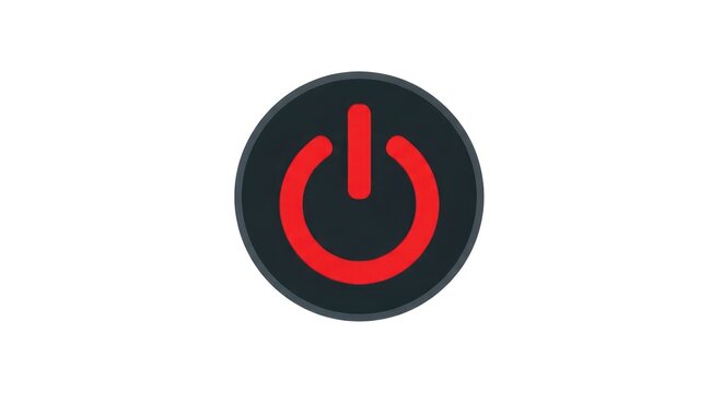 Red power button icon against a dark background vector illustration