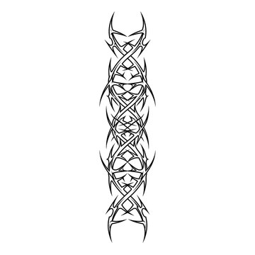 Vertical double helix dna cyber tribal tattoo stencil isolated.