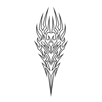 Sharp tapering flames finish y2k neo tribal tattoo stamp.