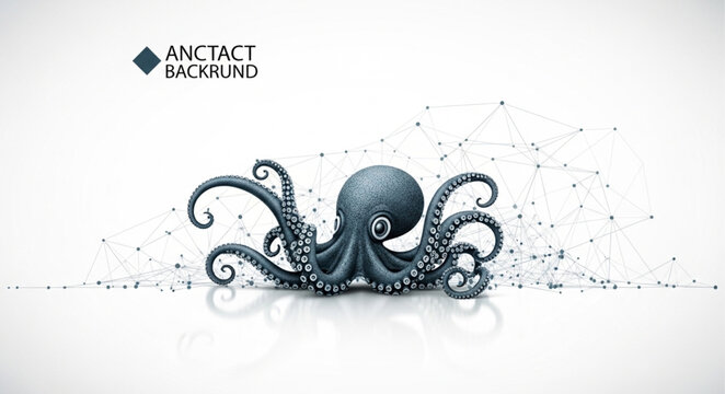 Octopus creature with tentacles and abstract background.