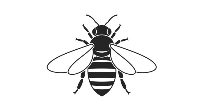 Stylized Bee Icon, Insect Silhouette, Flying Honeybee, Vector Art
