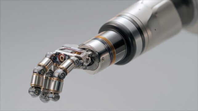Close-up view of robotic joint detail on bronchoscope shaft with bending modules