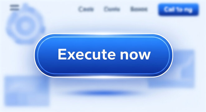 Bright blue 'Execute now' button with subtle background blur, encouraging action.