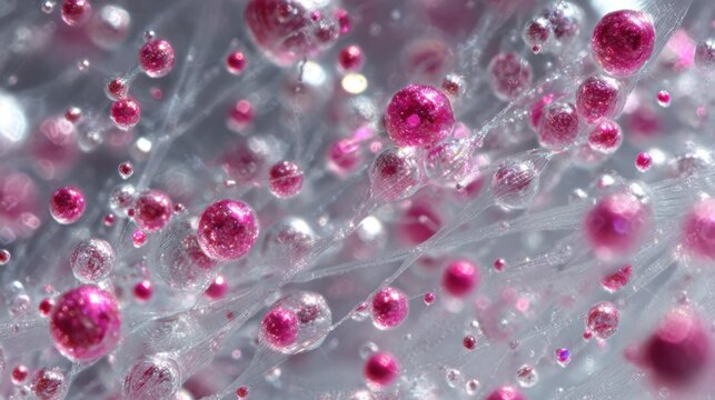Macro view of static zones with aerosol deposits and bright AR dots in translucent