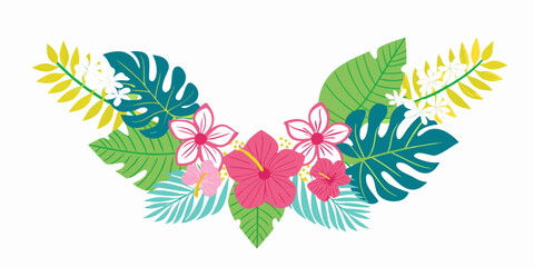 Tropical floral arrangement vibrant vector illustration on a white background © Sukla