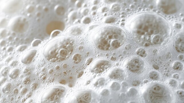 Friction points between palms show disinfectant foam and microbubble patterns