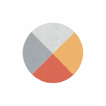 Circular graphic divided into four distinct colored quadrants with a subtle dotted texture