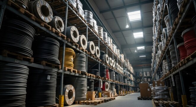 Industrial Warehouse Storage of Large Wire or Cable Spools - Photo-realistic