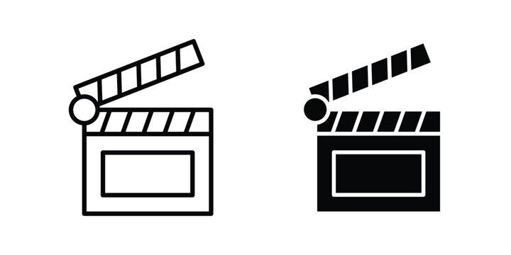 Cinema flapper icon or symbol set
