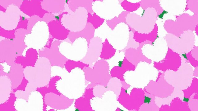 Hand Drawn Pink and White Hearts Motion Graphic Transition Animation Overlay Element on Green Screen Background