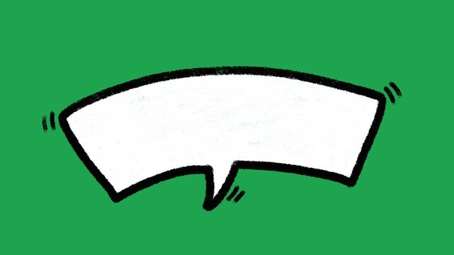 Hand Drawn White Curved Banner Speech Bubble Animated Comic Book Title Overlay Element on Green Screen Background