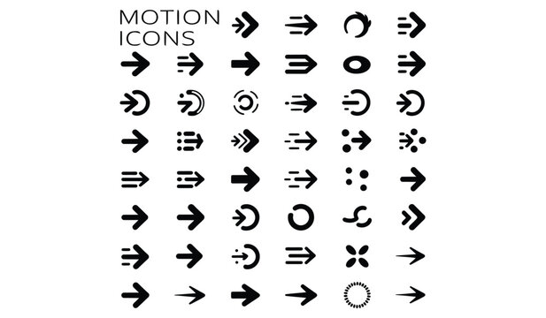 Motion Arrow Icons Vector Set Isolated on White Background