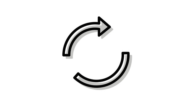 Circular arrow icon representing refresh, reload, or repeat action on white background