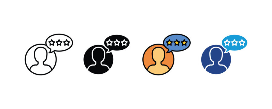 User profile feedback icon set. customer reviews, satisfaction scoring, opinion polling symbol. vector illustration