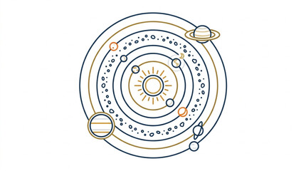 Illustration of the Solar System with Planets and Sun. © Barokatul