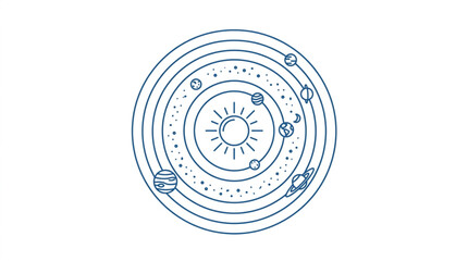 Illustration of the Solar System with planets orbiting the sun. © Barokatul