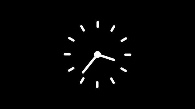 Clock spinning animation on transparent background with alpha channel. Stopwatch animation. watch animation. Clock icon flat style 24 hours day fast speed with moving timer clock rotation