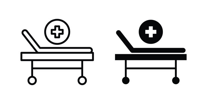 Hospital bed icon or symbol set