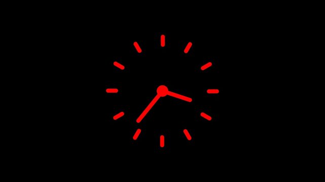 Clock spinning animation on transparent background with alpha channel. Stopwatch animation. watch animation. Clock icon flat style 24 hours day fast speed with moving timer clock rotation