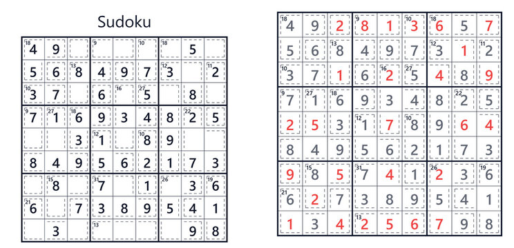 sudoku_killer_easy puzzles with one completed and one partially solved  