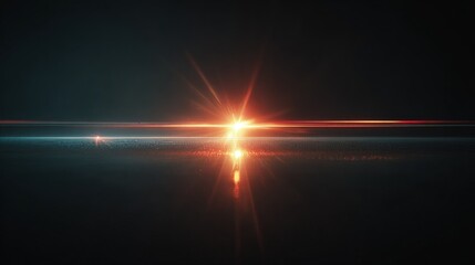Fototapeta premium Abstract light flare with glowing rays on dark background