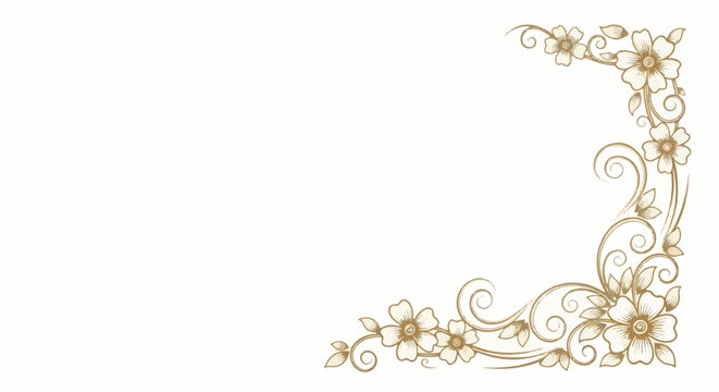 Ornate golden floral corner flourish with scrolling vines