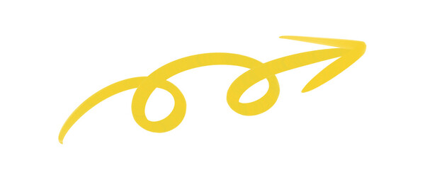 Yellow Curved Arrow PNG Transparent Icon. © kohstock