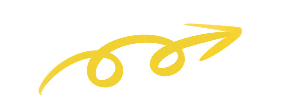Yellow Curved Arrow PNG Transparent Icon.