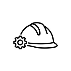 Fototapeta premium Construction hard hat and gear icon for engineering services