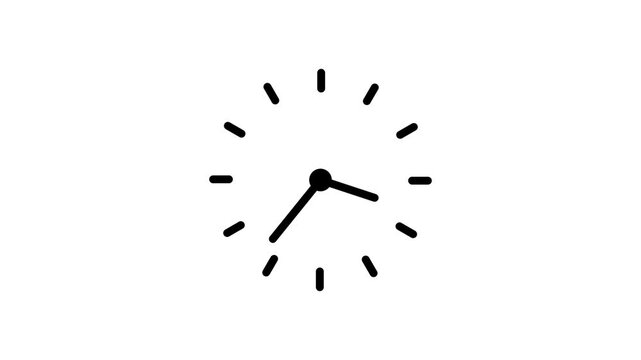 Clock spinning animation on transparent background with alpha channel. Stopwatch animation. watch animation. Clock icon flat style 24 hours day fast speed with moving timer clock rotation