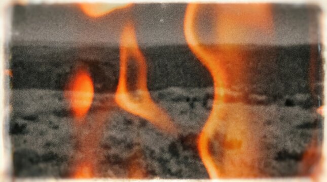 Analog film burn texture with warm orange glow, faded grain, vintage camera exposure effect

