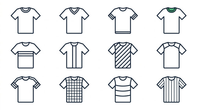 T-Shirt Icon Set: Collection of Various Styles and Designs