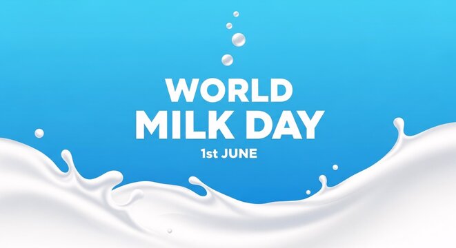 World milk day celebration on june 1st with milk splash and blue background