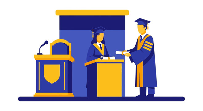 Graduation Ceremony: Student Receives Diploma from Official