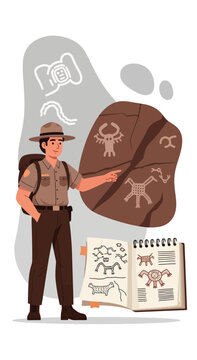 Park Ranger Explains Ancient Petroglyphs On Rock Formation
